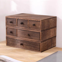 Wooden Desktop Organizer Space-Saving Mini Drawer Cabinet Miniature Wooden Chest of Drawers Clutter-Unobstructed Organization