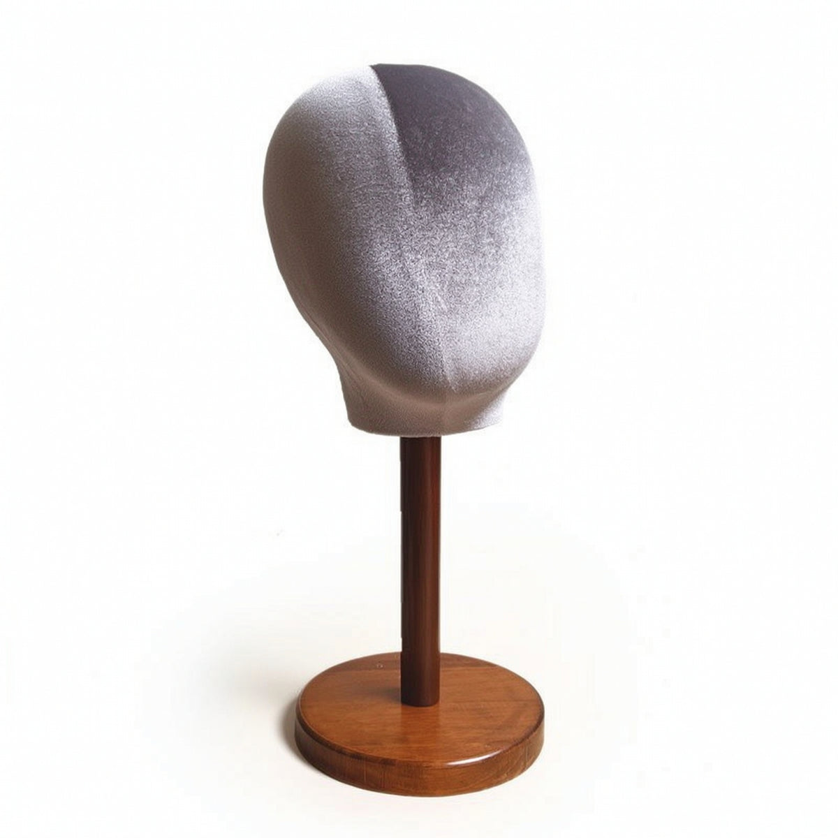 Velvet Head Form Stand Solid Mannequin Head with Wooden Base Compact