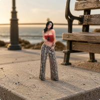 3D Printed 1/64 Female Figurine Compact Size Street People Model Resin Material