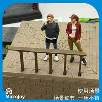 1/64微缩仿真人偶模型树脂涂装成品小人 打电话男玩具立体摆件