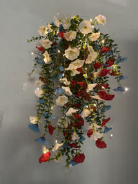 Patriotic Hanging Flower Basket for Red, White, and Blue Holiday Party Decoration