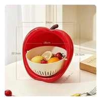 Apple Shaped Fruit Basket Easy to Clean Double Layer Drain Basket Nesting Design