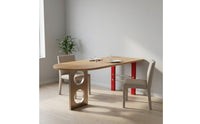 Modern Semi-Oval Table Long-Lasting Ash Wood Table Water-Resistant Desk Space-Saving for Home Office