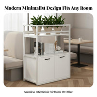 Freestanding Divider Shelf Decorative Office Partition Cabinet Space-Saving Storage Cabinet with Planter for Interior Designers, Restaurant, Workspace