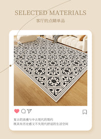 法式复古中古风地毯客厅茶几毯卧室床边中古美式绿色古风免洗可擦