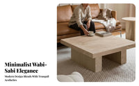 2 Pieces Wabi-Sabi Design Two-Piece Coffee Table Set Luxury Feel Nesting Block Tables Minimalist aesthetic Living Room Furniture Space-Saving for Homeowners, Interior Designers, Apartment Dwellers, Small Spaces, Lounge Area, Office, Bedroom