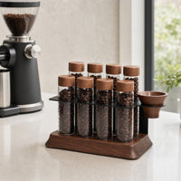 Coffee Bean Storage Rack Single Dose Display Stand, with Funnel Freshness Organizer for Baristas