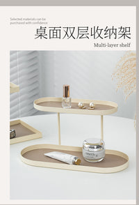 Cream Two-Tier Storage Rack for Desktop Display