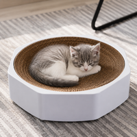 Octagonal Cat Scratcher, Interactive Plastic Cat Toy, Cat Scratcher for Large Cats, Replaceable Corrugated Cardboard