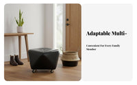 Faceted Upholstered Pouf Sturdy Construction Low Stool Space-Saving for Students