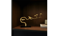 Bird Sculpture with Crystal Base Metal Ornament with Branch Whimsical