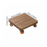 Wooden Drink Mat with Wheels Nordic Design Square Wood Trivet on Wheels