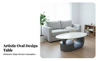 Luxury aesthetic Oval Coffee Table Modern Design Oval Table with interconnected Base scuffResistant Surface Living Room Furniture Sturdy Construction for Interior Designers, Apartment Dwellers, Homeowners, Lounge, Reception Area, Home Office