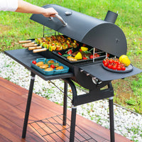 Briquette Barbecue Grill Black Briquette Grill with Lid Freestanding for Families, Backyard, Patio