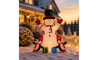 Outdoor Inflatable Snowman with Penguins Playful Christmas Inflatable Snowman Self-Inflating Yard Display Long-Lasting for Families