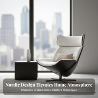 Geometric Rotating Armchair Nordic Design Rotating Chair with Footstool Sculptural Form Includes Ottoman for Homeowners