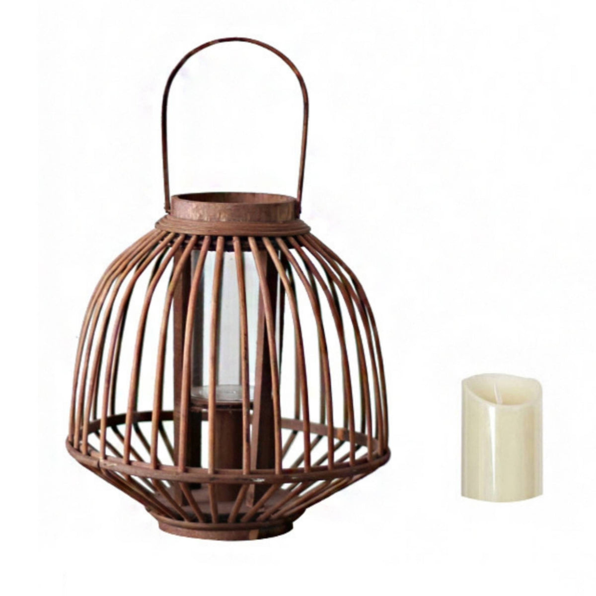 Lantern with Handle Vintage Holder Natural for Patio