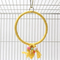 Bird Swing and Ladder Set, Climbing Toys for Birds with Bells and Rope Perch, Hanging Toys for Birds, Parakeets Cockatiels Enrichment, Yellow