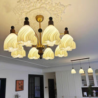 French Vintage Style Chandelier with Wood Accents for Dining Room