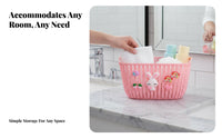 Handled Cartoon Basket Imitation Rattan Weave Household Storage adaptable