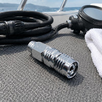 9/16 Thread Adapter Chrome Finish   Quick Release Adapter Medium Pressure Threaded Scuba Connector