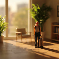 1/64 Scale Miniature Traveler with Backpack Detailed Female Figure with Suitcase Painted Figurine Tiny for Hobbyists, Collectors
