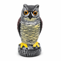 Owl Garden Statue Realistic Owl Figurine Gray and Black Feather-Textured