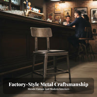 Metal Stool with support manufacturing aesthetic Lowsupportrest Metal Stool Vintage Design Stackable for Adults