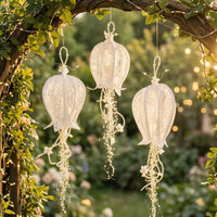 3 Pieces Hanging Ornament with Pearl Beads Beaded Lace Bell Ornament Romantic