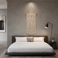 Woven Tapestry Wall Hanging Easy to Hang Cotton Cord Wall Hanging Tassel Fringe