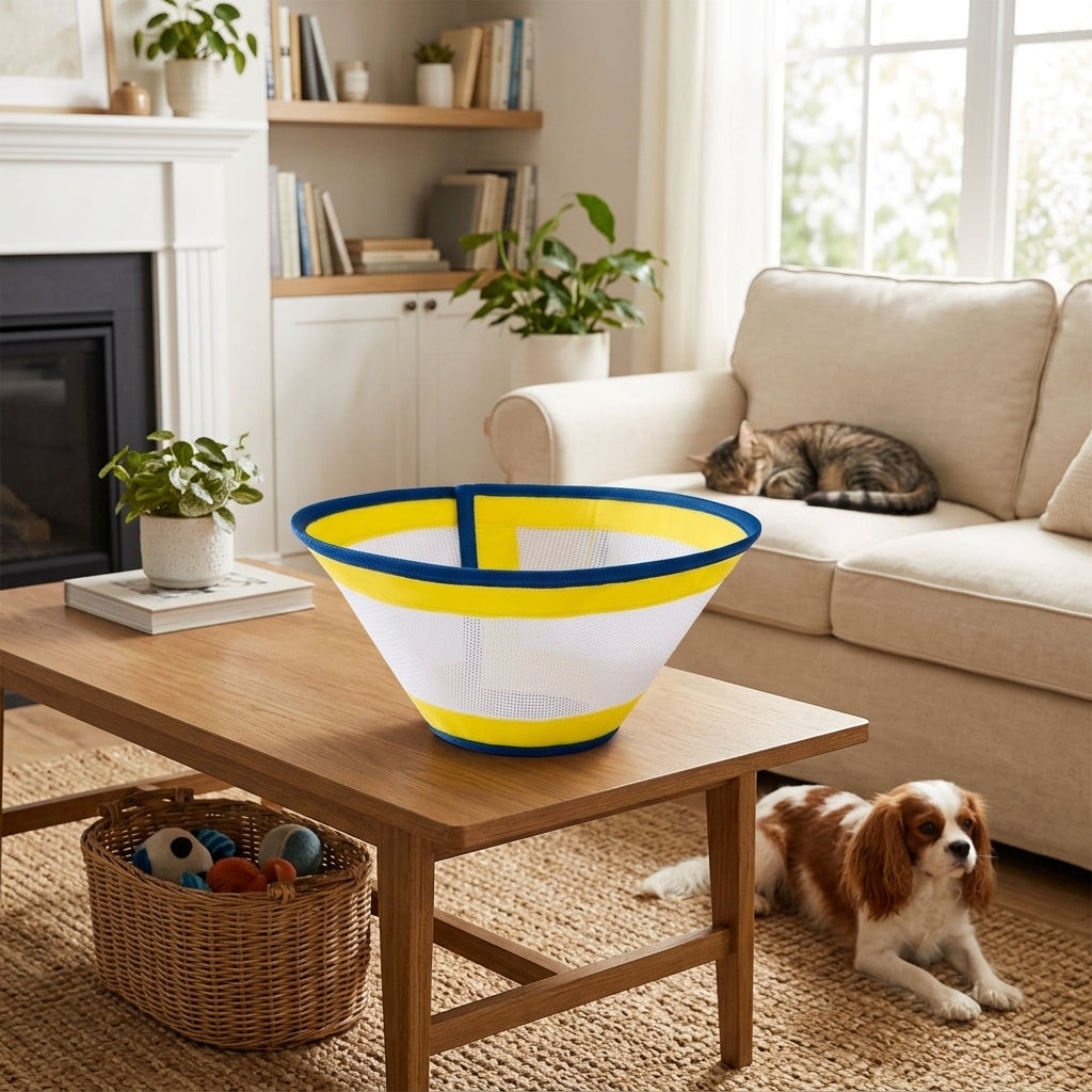 Soft Cone for Cats with Clear and Textile Trim, Adjustable Cat Cone Prevents Licking and Biting After Surgery, For Dogs and Cats