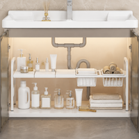 Under-sink Storage Rack Extendable 53-88cm Kitchen Storage Rack 3-tier Shelf Under-sink Shelf Pipe Clearance Storage Pot Stand Dish Rack