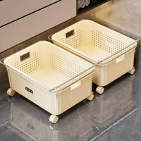 2 Pieces Under Sink Laundry Basket Wipe Clean Mobile Clothes Hamper Sturdy Frame