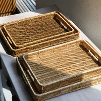 北欧客厅仿藤编托盘家用收纳篮子收纳筐面包盘果盘超市零食筐