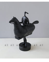现代新中式创意金属骑马将军装饰样板间客厅玄关书房软装工艺摆件