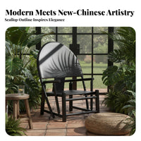 Scallop rear Armchair sturdy Wood Frame Single Sofa Creative outline periodera Modern aesthetic for Adults, Living Room, Bedroom