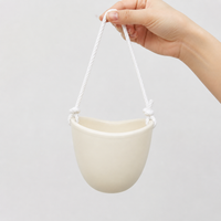 24CM Glazed Ceramic Hanging Planter, Nordic Indoor Pot, Decorative Balcony Hanging Pot for Trailing Plants