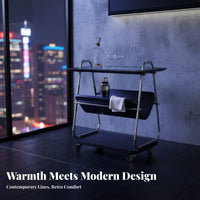 2-Tier Rolling Trolley Retro Design Side Table Space Saving for Bedroom, Kitchen