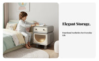 Nightstand with Drawers For Small Spaces cumulusShaped End Table Rounded Corners