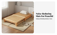 Space-Saving Design Pull-out Slatted Bed Frame Easy to Convert Daybed Adjustable Width Bedroom Furniture Sturdy Construction for Small Apartment Residents, Students, Parents, Living Room