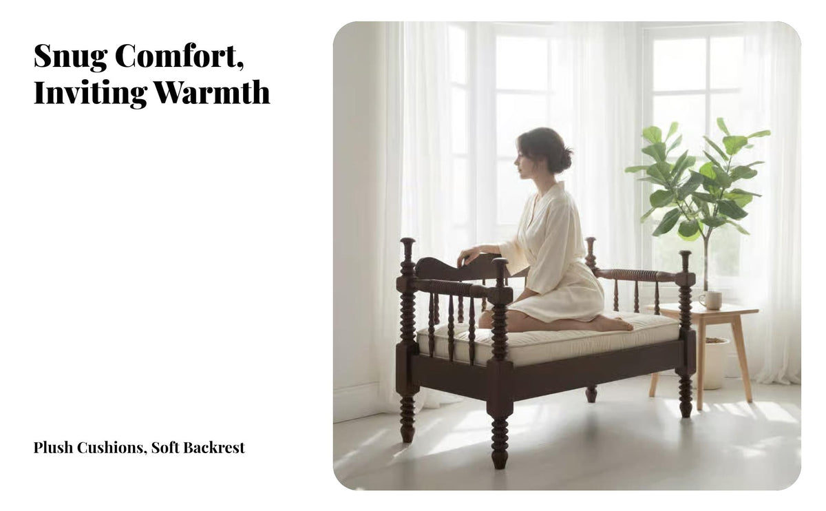 Retro Design Wooden Frame Settee Walnut Finish Upholstered Settee Combinable Set Sofa high-resiliency Foam pads for Homeowners, Apartment Dwellers, Office Managers, Lounge Area, Study, Bedroom