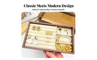 Jewelry Box Multi-Drawer Large Capacity Soft Flocked Lining Jewelry Case Effortless Sliding Drawers for Women Bedroom Closet