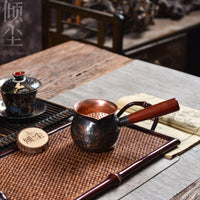 Purple Copper Side-Handle Fair Cup, Pure Copper Tea Sea, 260cc, for Stove-Top Tea and Milk Warming