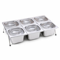 Condiment Dispenser with 6 Compartments Modular Food Tray Easy to Clean Condiment Dispenser with Lid for Buffets, Prep Stations