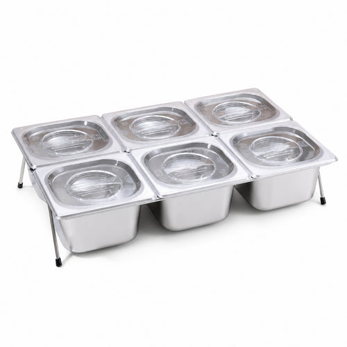 Condiment Dispenser with 6 Compartments Modular Food Tray Easy to Clean Condiment Dispenser with Lid for Buffets, Prep Stations