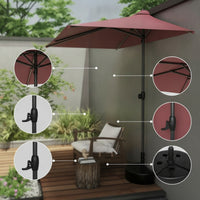 Half Umbrella with Base areaSaving Half Umbrella with Crank Adjustable Height for Balcony, Patio, Terrace