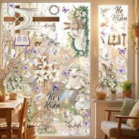 118 Pieces Easter Window Stickers, Easter Window Clings Removable Easter Window Cling No Residue Bunny Egg Decal Set for Families, Shop Owners, Glass Doors, Classroom, School
