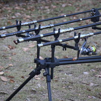 Aluminum Four-Head Fishing Rod Alarm Bracket with Ground Spike