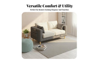 Thick Cushions Small Textile Sofa High-Density Sponge Cushion 2 Seater Apartment Couch Sturdy Frame Modern Minimalist Loveseat Side Storage Pocket for Young Adults, Students, Initial-Time Homeowners, Rental Home, Bedroom