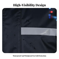 Reflective Rain Gear Wear-Resistant High Visibility Rain Suit Waterproof Jacket and Pants Set for Cyclists, Roadside, Rainy Days, Motorcycling